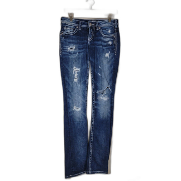 Silver Aiko Baby Boot Distressed Jeans - 27 x 33 - Picture 1 of 8